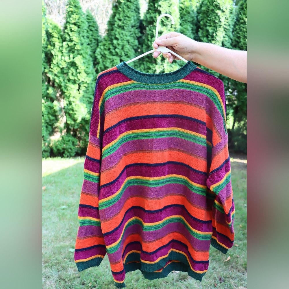 Vintage Esprit Womens L/XL Sweater Crewneck Long Sleeve 80s Striped EUC